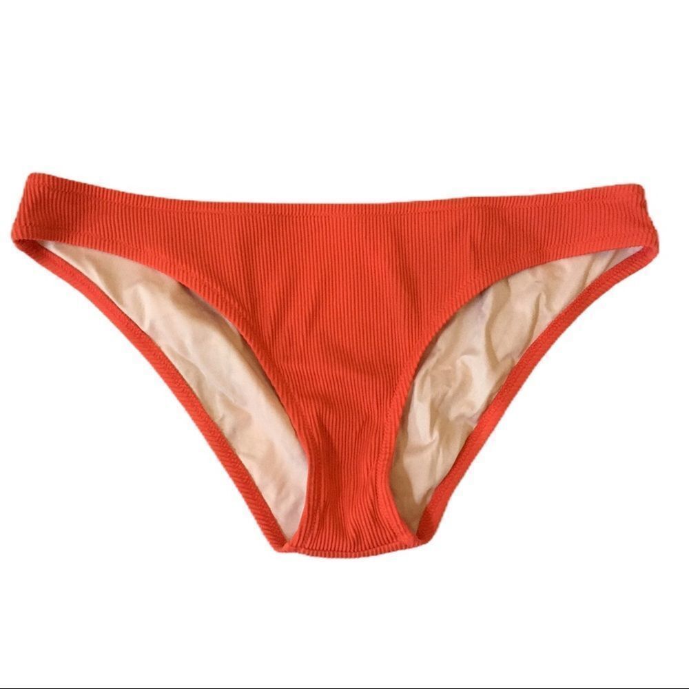 Shade & Shore Solid Orange Ribbed Bikini Bottom Women’s US Size Large